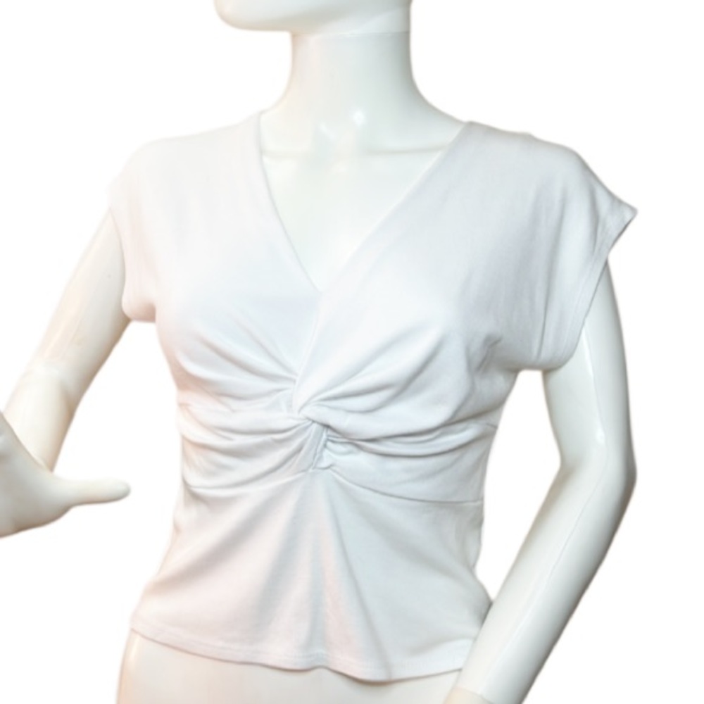 Halogen Stretch Dressy Knit Twist-knot Front Sleeveless slight crop Size XS - Picture 4 of 12